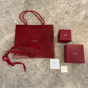 Cartier Jewelry Box Gift Set Red Boutique Packaging Bag Ribbon Bundle Parisian